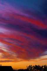 red-orange sunset sky. Beautiful sky in August.