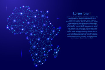 Africa map of polygonal futuristic mosaic lines network, rays and dots vector illustration. © elenvd