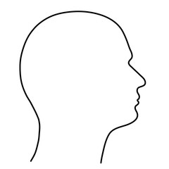 Human head of a man, the outline of black lines on a white background. Vector illustration.