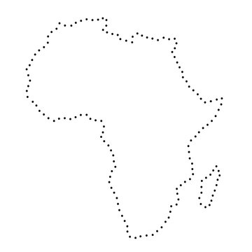 Africa abstract schematic map from the black dots along the perimeter. Vector illustration.