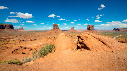 Panorama of Monument valley in Arizona desert/