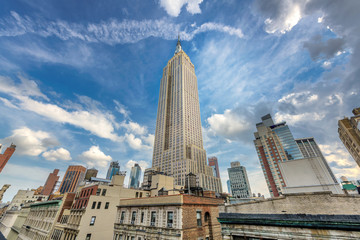 New Yorkse stad. De skyline van de binnenstad van Manhattan met Empire State Building, NY, Verenigde Staten.