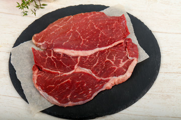 Raw beef steak