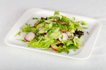 Salad with radish, cucumbers and onion