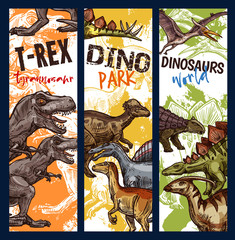 Dinosaur park banner with jurassic animal sketch © Vector Tradition