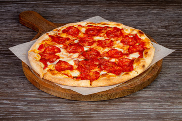 Tasty salami pizza