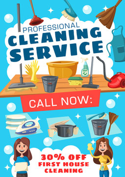 Cleaning Service Poster With House Clean Tools