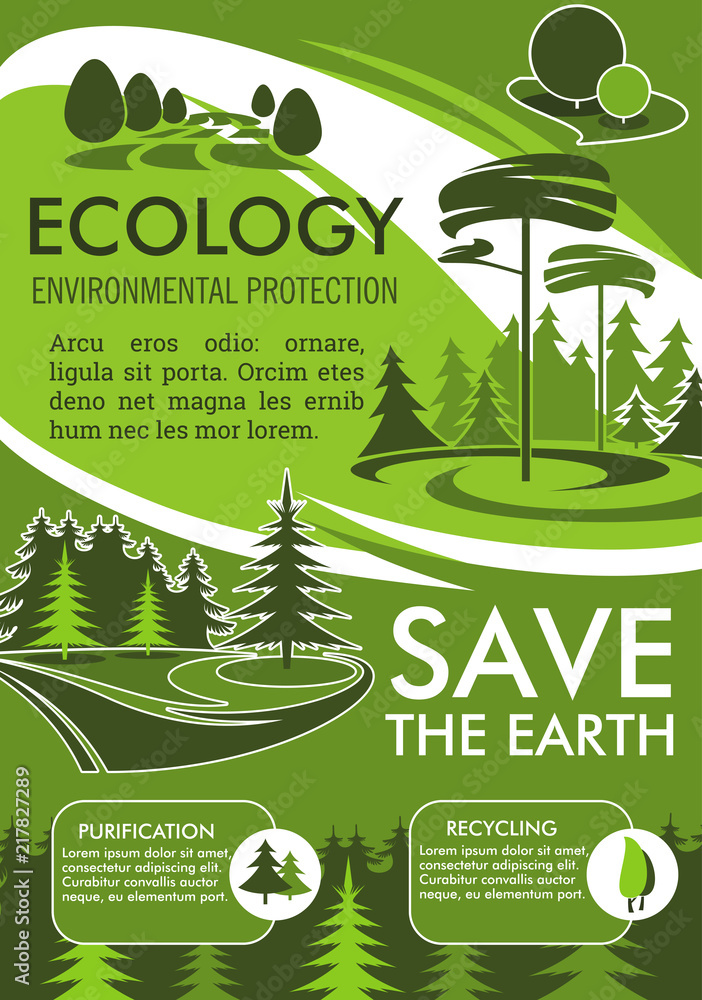 Sticker Ecology protection banner for Save Earth design