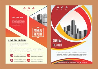 modern cover, brochure, layout for annual report with city background
