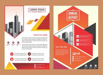 modern cover, brochure, layout for annual report with city background
