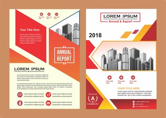 modern cover, brochure, layout for annual report with city background
