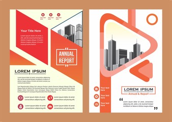 modern cover, brochure, layout for annual report with city background
