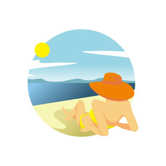 Summer Beach Girl Relaxing Activity Scenery Illustration Design