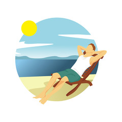 Summer Beach Boy Relaxing Activity Scenery Illustration Design