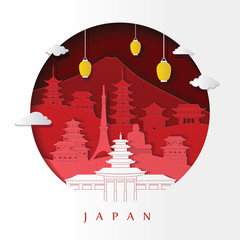 Japan travel banner. Travel and tourism background. Vector illustration
