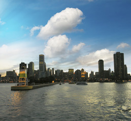 Fototapeta premium Chicago skyscrapers at sunset
