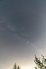 Perseids meteor showers. Shooting stars on the night summer sky