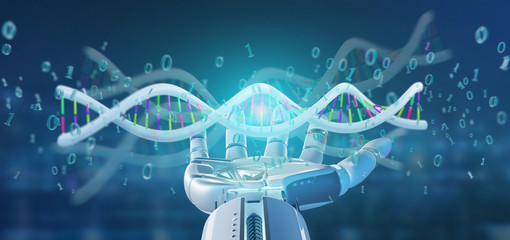 data coded Dna with binary file around 3d rendering