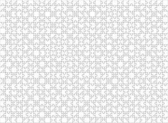 660 white puzzles pieces arranged in a rectangle shape. Jigsaw Puzzle template ready for print. Cutting guidelines on white