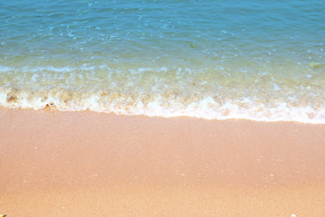 Wave & Sand beach background , holiday or relax in summer concept.