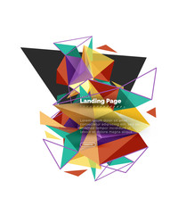 Triangular design abstract background, landing page. Low poly style colorful triangles on white