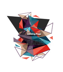 Triangular design abstract background, landing page. Low poly style colorful triangles on white