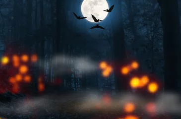 Tuinposter volmond fledermäuse halloween hintergrund © winyu