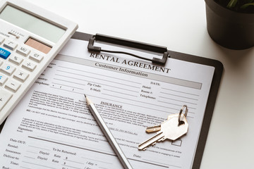 contract form, selling and buying home or condo concept