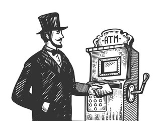 Fake vintage atm engraving vector illustration