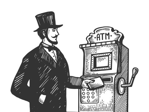 Fake vintage atm engraving vector illustration
