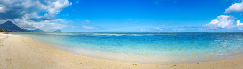 Fototapeta na wymiar Sandy tropical beach. Beautiful landscape. Panorama.