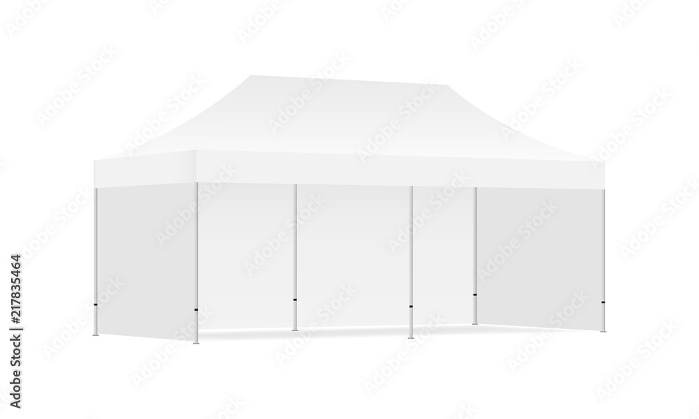 Poster rectangular display tent mockup - half side view. vector illustration