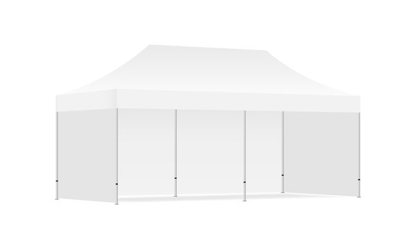 Rectangular display tent mockup - half side view. Vector illustration