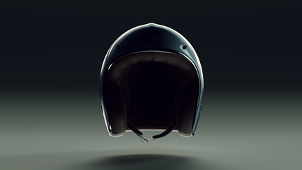 Blue Metallic Motorcycle Helmet Backlit 3d illustration 3d render