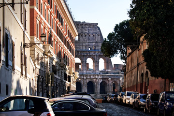 Obraz na płótnie Canvas Steeg in Rome met Colosseum