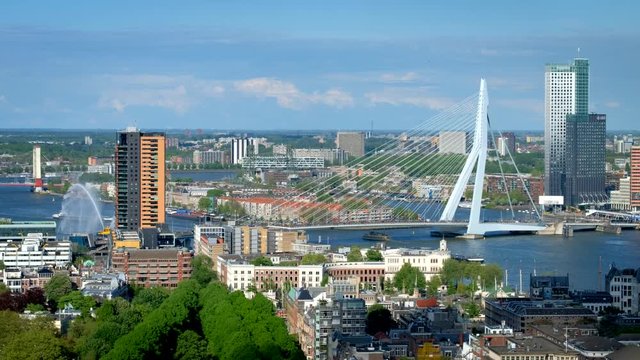 View of Rotterdam city and the Erasmus bridge Erasmusbrug