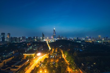 Skyline of Nanjing city in the night