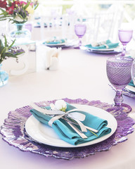 wedding tables set for fine dining or another catered event