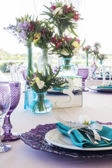 wedding tables set for fine dining or another catered event