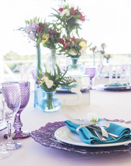 wedding tables set for fine dining or another catered event