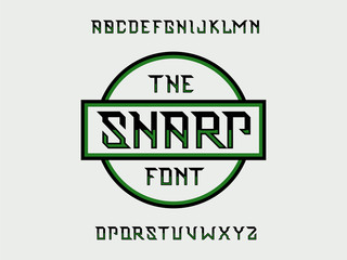 Sharp font. Vector alphabet 