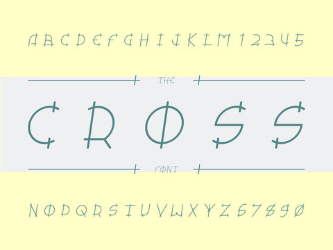 Cross font. Vector alphabet 