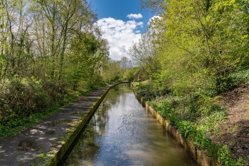 Fototapeta premium View over the old canal in Coalport, Shropshire, England, UK