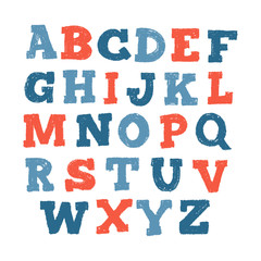 Hand drawn alphabet. Cute kid letters.  illustration