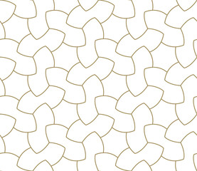 Modern simple geometric vector seamless pattern with gold line texture on white background. Light abstract wallpaper, bright tile backdrop.