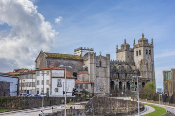 Historical cathedral in the center of Porto, Portugal