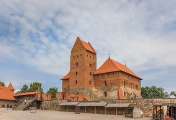 Courtyard of the Trakai red brick castle, Lithuania