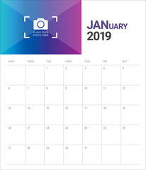 January 2019 desk calendar vector illustration