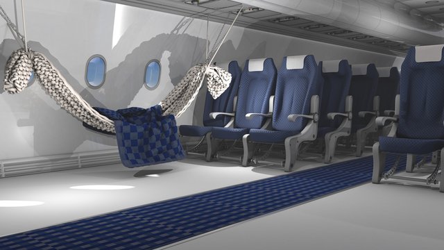 3D illustration of aircraft interior with Hammock