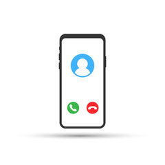 Incoming call. Smartphone with call screen. Vector illustration.